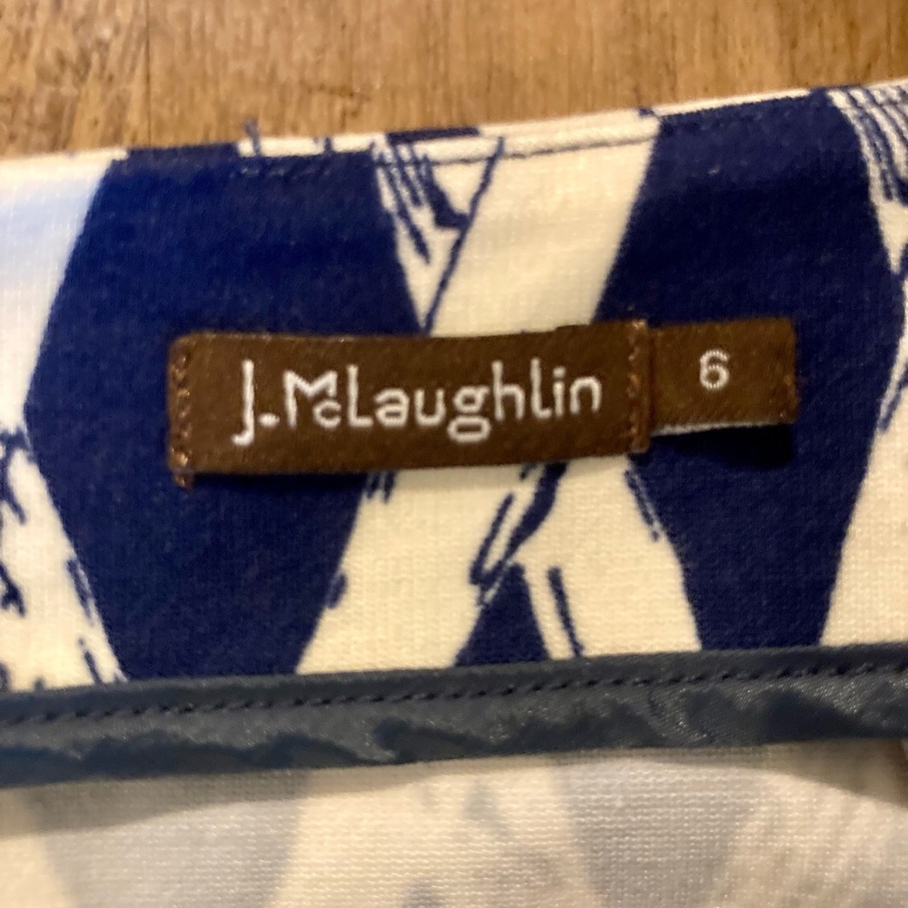 J McLaughlin Navy & White Bamboo Trellis Print Pencil Skirt Resort Luxury EUC - Picture 6 of 12